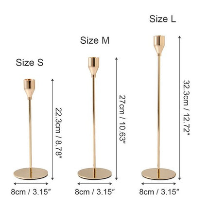 Set of 3 Decorative Candlestick Holder- Gold.