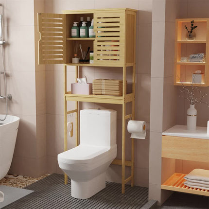4-Tier Bamboo Bathroom Toilet Storage Rack.