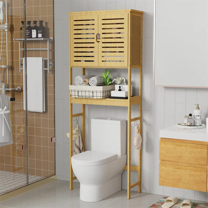 4-Tier Bamboo Bathroom Toilet Storage Rack.