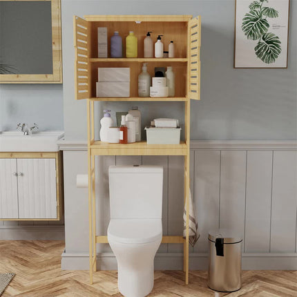 4-Tier Bamboo Bathroom Toilet Storage Rack.