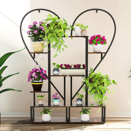 Fin Merge/Separate Metal Plant Stand Heart Shape Ladder Book Shelf For Indoor Garden.