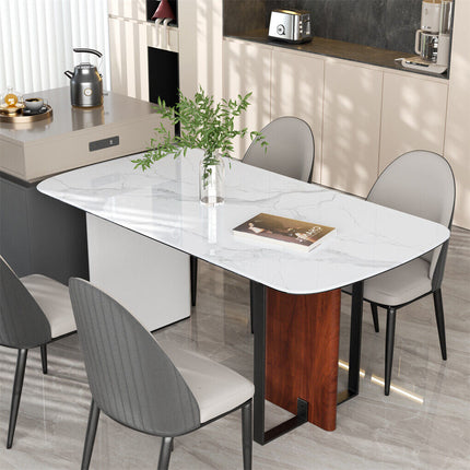 Upscale Marble Dining Table 4-6 Seat Rectangle Kitchen Table Robust Table Bases.