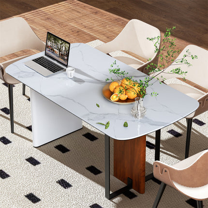 Upscale Marble Dining Table 4-6 Seat Rectangle Kitchen Table Robust Table Bases.