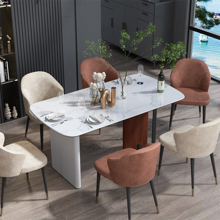 Upscale Marble Dining Table 4-6 Seat Rectangle Kitchen Table Robust Table Bases.