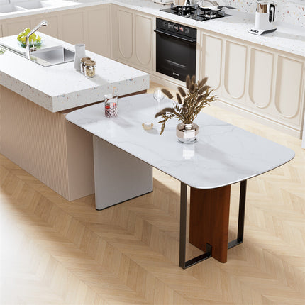 Upscale Marble Dining Table 4-6 Seat Rectangle Kitchen Table Robust Table Bases.