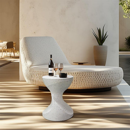 Hourglass Shaped Lightweight Concrete Sofa Side Table Bedside Table Nightstand.