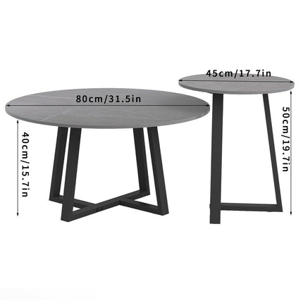 Set of 2 Grey Sintered Stone Tables.