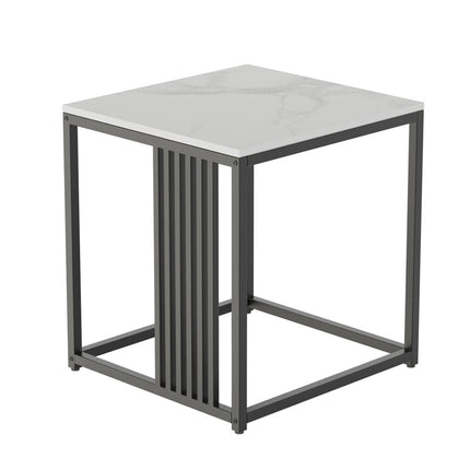 Luxury square side table marble stone-Black frame.