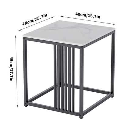 Luxury square side table marble stone-Black frame.