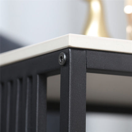 Luxury square side table marble stone-Black frame.