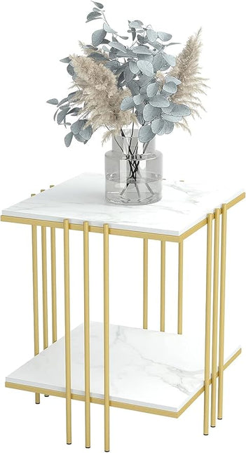 2 Tier End Table Bedside Tables Sintered Stone Nightstand Display Storage Shelf.