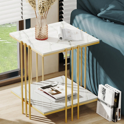 2 Tier End Table Bedside Tables Sintered Stone Nightstand Display Storage Shelf.