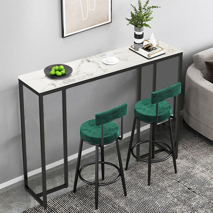 Exquisite Water Ripple Marble Console Table Bar Table w Thicken Stable Metal Leg.