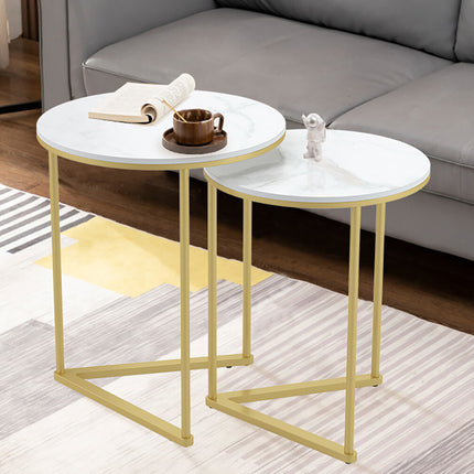 Set of 2 Sintered Stone Nesting End Tables.
