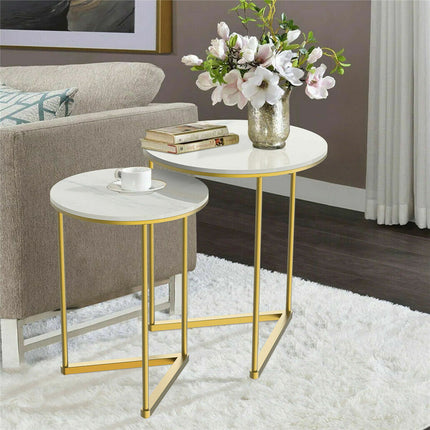 Set of 2 Sintered Stone Nesting End Tables.