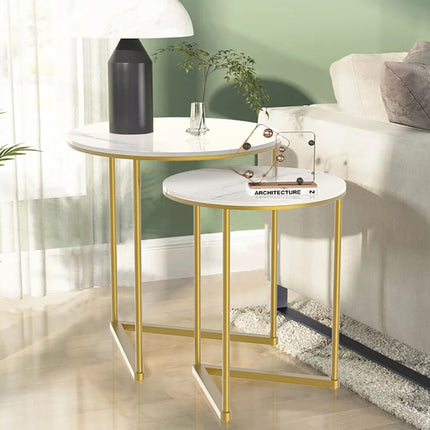 Set of 2 Sintered Stone Nesting End Tables.