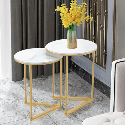 Set of 2 Sintered Stone Nesting End Tables.