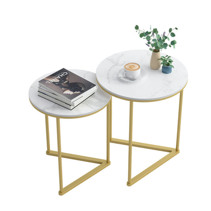 Set of 2 Sintered Stone Nesting End Tables.