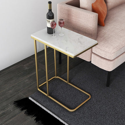 Heavy-Duty C-Shaped End Table with Storage.