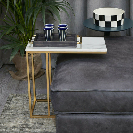 Heavy-Duty C-Shaped End Table with Storage.