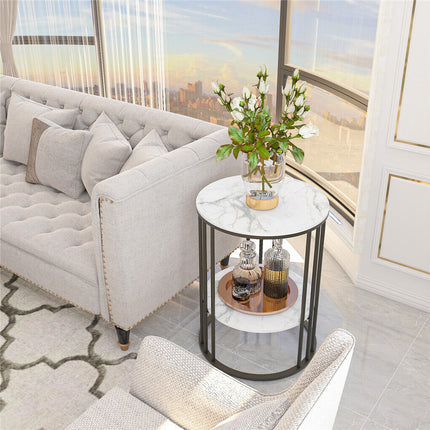 Solid Marble Sofa Side Coffee Table Bedside Storage Display Table Plant Stand.