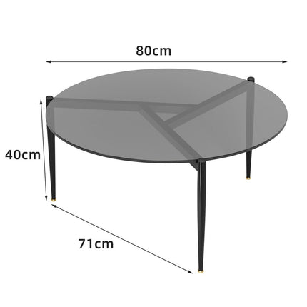 Chic Round Glass Coffee Table with Metal Legs.