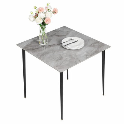 Square Marble Dining Table Sintered Stone Kitchen Table 80x80cm - Modern Restaurant Table with Metal Legs.