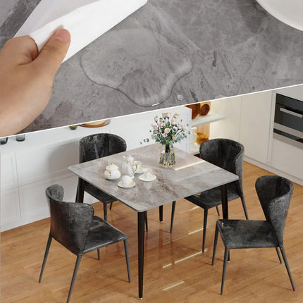 Square Marble Dining Table Sintered Stone Kitchen Table 80x80cm - Modern Restaurant Table with Metal Legs.