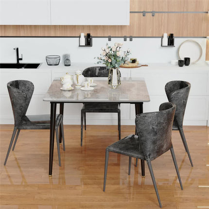 Square Marble Dining Table Sintered Stone Kitchen Table 80x80cm - Modern Restaurant Table with Metal Legs.