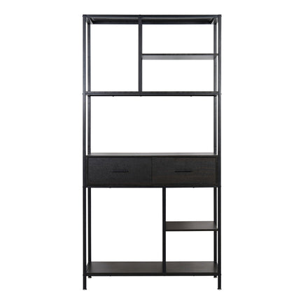 180Cm Tall Bookshelf With Drawers Industrial Bookcase W/ 6 Tiers Storage Shelves.