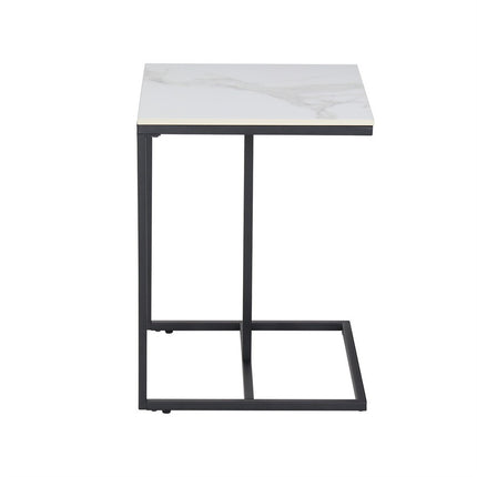 C-Shaped Marble Accent Side Table.