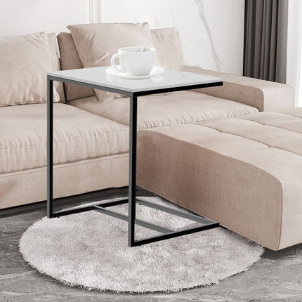 C-Shaped Marble Accent Side Table.