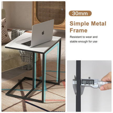 C-Shaped Marble Accent Side Table.