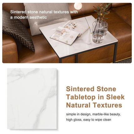C-Shaped Marble Accent Side Table.