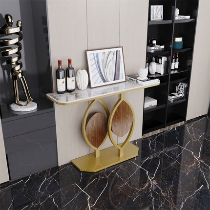 Noble and Elegant Sintered Stone Console Table Hallway Table with Strong Metal Frame.