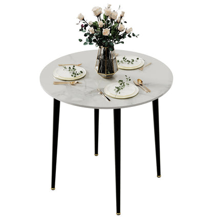 High-End Marble Round Kitchen Dining Table Sintered Stone Restaurant Table 80 x 80 cm.