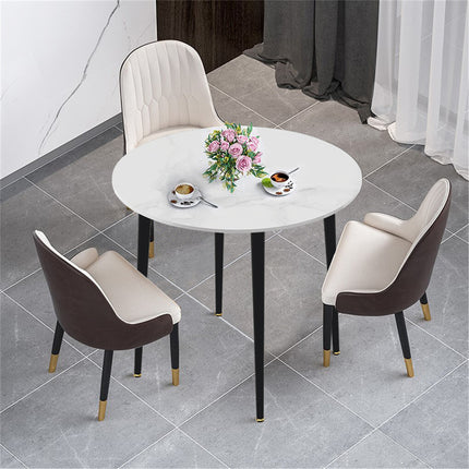 High-End Marble Round Kitchen Dining Table Sintered Stone Restaurant Table 80 x 80 cm.
