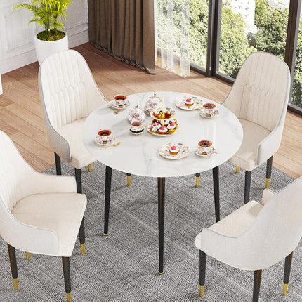 High-End Marble Round Kitchen Dining Table Sintered Stone Restaurant Table 80 x 80 cm.