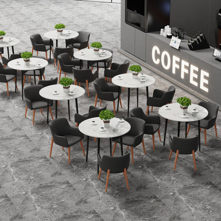 High-End Marble Round Kitchen Dining Table Sintered Stone Restaurant Table 80 x 80 cm.
