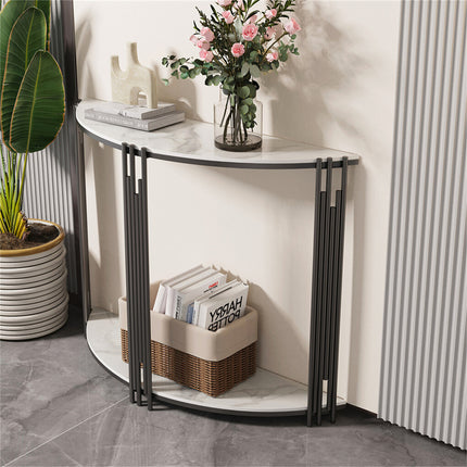 Half Moon Console Table Marble Semi-Circle Entrance Hall Table.