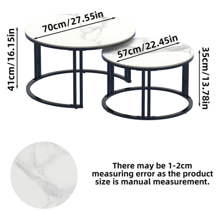 Stylish Round Nesting Coffee Tables with Metal Frame.