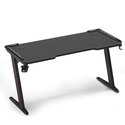 Z-Shaped Computer Gaming Desk with RGB LED Lights Home Office Table X-Large 140cm.