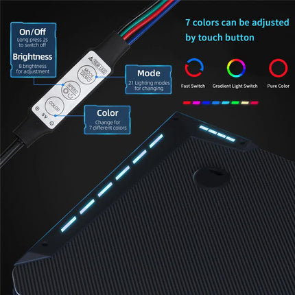 Z-Shaped Computer Gaming Desk with RGB LED Lights Home Office Table X-Large 140cm.