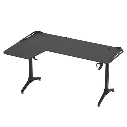 Black L-Shaped Gaming Desk w/ Storage Box.