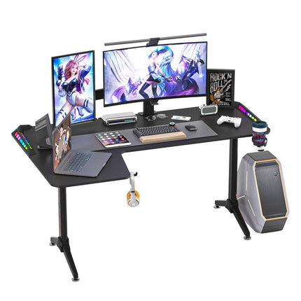 Black L-Shaped Gaming Desk w/ Storage Box.