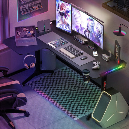 Black L-Shaped Gaming Desk w/ Storage Box.