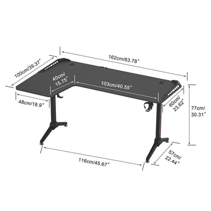 Black L-Shaped Gaming Desk w/ Storage Box.