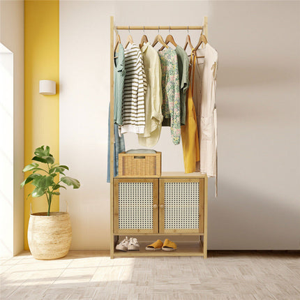 High Strength Bamboo Clothing Rack Closet Organizer Storage Cabinet & Shoe Shelf.