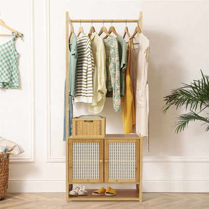 High Strength Bamboo Clothing Rack Closet Organizer Storage Cabinet & Shoe Shelf.