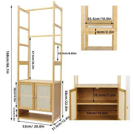 High Strength Bamboo Clothing Rack Closet Organizer Storage Cabinet & Shoe Shelf.
